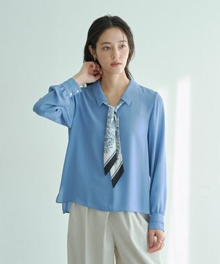 YECCA VECCA スカーフ付きブラウス Blue