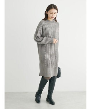 Green Parks ケーブルニットミニワンピース Gray