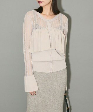 Green Parks ２ＷＡＹ　ラッフル切替ニットトップス Gray