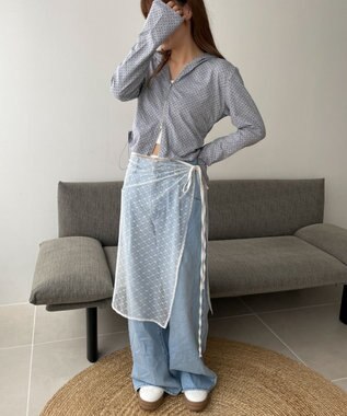 WEGO 柄Wジップパーカー ライトグレー