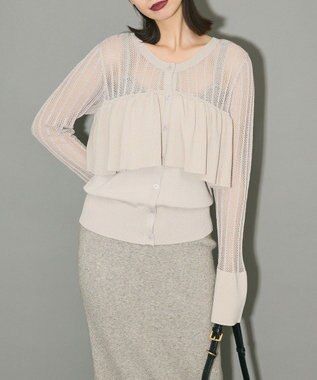 Green Parks ２ＷＡＹ　ラッフル切替ニットトップス Gray