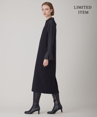 ICB L 【WEB限定・洗える】 ツイードインレイ ジャンパースカート ワンピース ブラック系