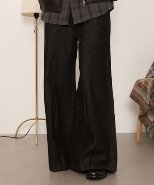 WEGO センタータックバギーフレアデニム デニムブラック