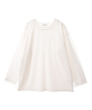 earth music&ecology ラインストーンチュールドッキングプルオーバー Ivory