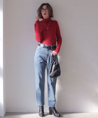 WEGO 【2025年秋冬新作】リブタートルニット レッド