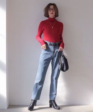 WEGO 【2025年秋冬新作】リブタートルニット レッド