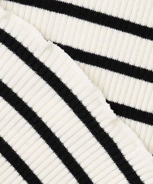 ANY KIDS テレコハイネック長袖Tシャツ ホワイト×ブラック