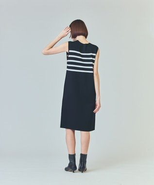 GRACE CONTINENTAL ボーダーパールワンピース ブラック