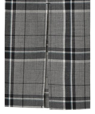 Green Parks 綿麻混バックルベルト付タイトスカート Check Black