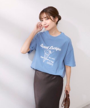 OP／FILA 【Ocean Pacific】アイスクリームプリント半袖Tシャツ サックス
