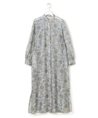 23区 【先行予約】Ericaキャラコ  ペイズリープリント シャツワンピース サックス系