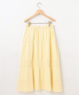 組曲 【WEB限定】ステッチストライプドビー ギャザースカート シェルイエロー系