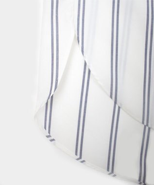 KASHIYAMA GIZA 100/2 バンドカラーシャツ ネイビーレールストライプ