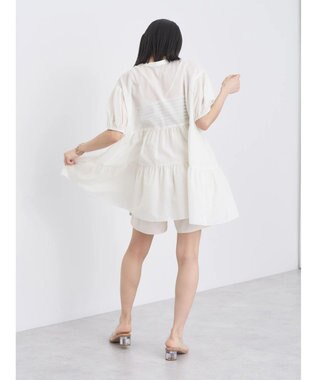 earth music&ecology 綿ローンティアードチュニック Off White