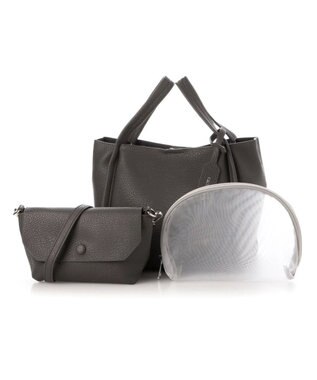 UNBILLION カシュカシュ cachecache / ミニショルダー付きソフトレザー調ミニトートバッグ ダークグレー