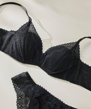 une nana cool 【リニューアル】364ブラ レース ノンワイヤーブラ ブラック