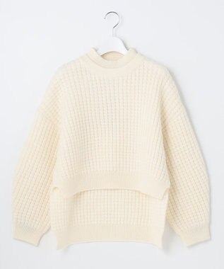 23区 【23区 lab.】ワッフル クルーネック ニット アイボリー系