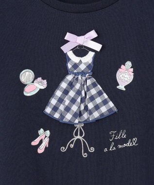 ANY KIDS ドレス アップリケ Tシャツ ネイビー