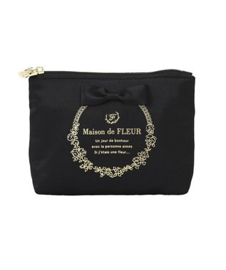 Maison de FLEUR サテンリボンティッシュケース Black
