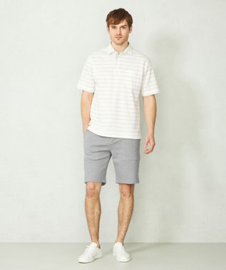 JOSEPH ABBOUD MOUNTAIN 【SPACE／UNISEX】クイックドライ リネンハニカムボーダーポロシャツ ホワイト系2