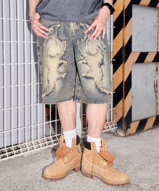 WEGO スーパーバギーフリンジデニムショーツ 柄1