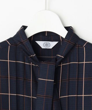 J.PRESS LADIES S サイロチェック ストライプ ブラウス ネイビーチェック系