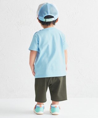 MIKI HOUSE HOT BISCUITS 【80-120cm】カラフルビーンズ フェイスプリント 半袖Tシャツ ブルー