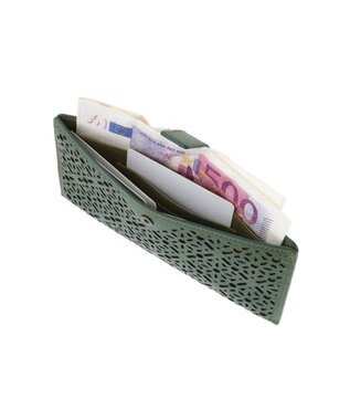 genten ダイヤカットワーク　マチなし長財布 フォレストグリーン