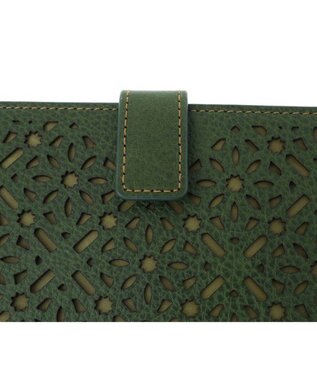 genten ダイヤカットワーク　マチなし長財布 フォレストグリーン