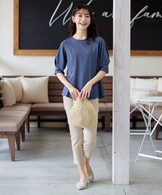 Tiaclasse L 【洗える】マトンスリーブカットソートップス ブルー