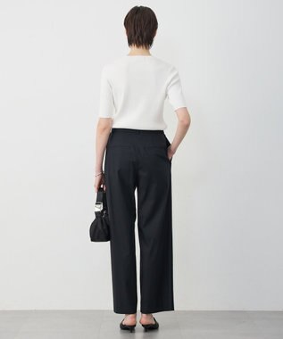 ICB ドライリネンストレッチ ワイドストレートパンツ ブラック