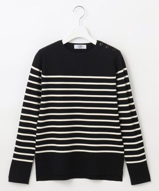 J.PRESS LADIES 【洗える】VIS/PE MILANO ボーダー ニット ブラック系1