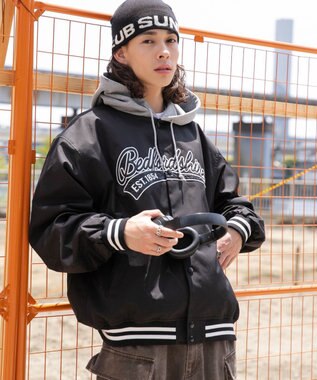 WEGO 【ユニセックス着用ITEM】フードワッペンスタジャン ブラック