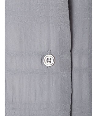 Green Parks シアーチェック開襟ブラウス Grayish Blue