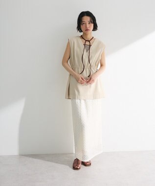 Green Parks ニットレースＩラインスカート Ivory