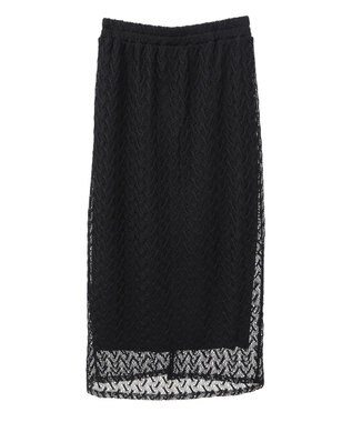 Green Parks ニットレースＩラインスカート Black
