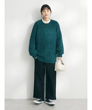 CRAFT STANDARD BOUTIQUE 洗えるモールケーブルニットチュニック Green