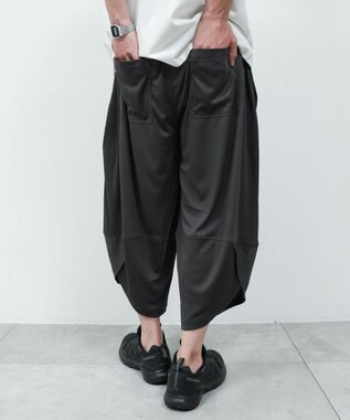 WEGO 【機能性パンツ/ウエストゴム】サルエルパンツ ブラック中濃色