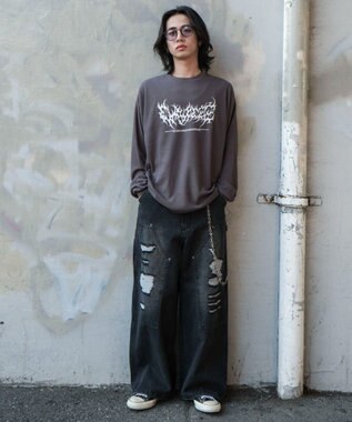 WEGO ワッフルグラフィックT（LS） スミクロ