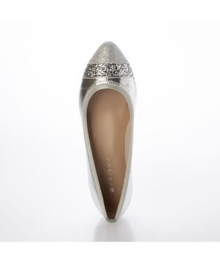 MODE ET JACOMO <carino>ポインテッドトゥウエッジヒールパンプス シルバーコンビ