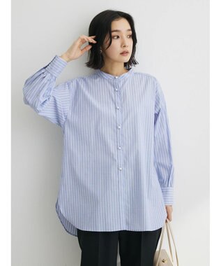 Green Parks パール釦ストライプシャツ Stripe Sax