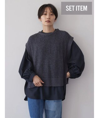 AMERICAN HOLIC ＳＥＴ　ボリュームスリーブシャツ＋ニットベスト Black