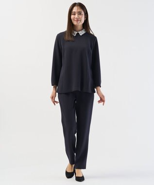 J.PRESS LADIES 【セットアップ対応】セラテリーダブルクロス テーパード パンツ ネイビー系