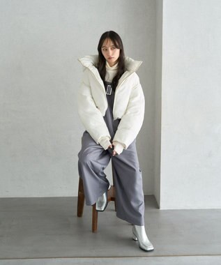 earth music&ecology 2wayパファー ショートブルゾン アイボリー