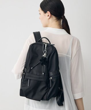 ICB 【4/3-4/19期間限定・受注生産】選べるチャーム 8ポケットナイロンリュック カスタマイズ クマ&フェイクレザーロープ黒