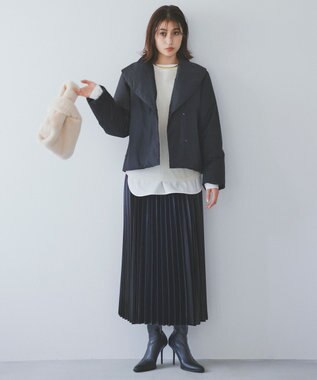 自由区 S 【ウエストゴム・洗える】ブライトサテンプリーツ スカート ブラック