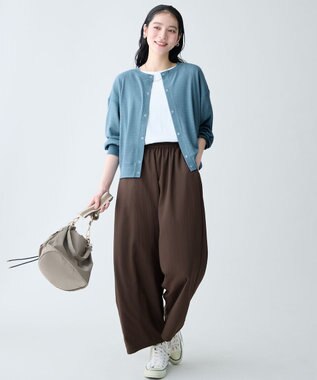 ANY シアーワッフルカーディガン ブルー