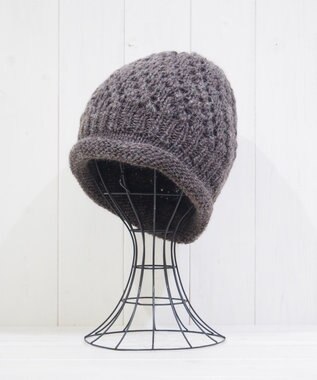 石田製帽 【防寒対策・日本製】ウールロールアップ ニット帽 ブラウン