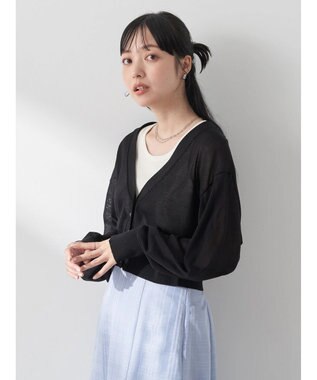 earth music&ecology シアーラメＶネックカーディガン Black
