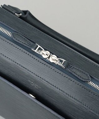 GOTAIRIKU 日本製【PELLE MORBIDA】型押しレザー ブリーフバッグ ネイビー系